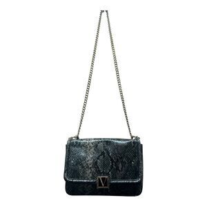 Victoria’s Secret Snakeskin Shoulder Bag Gray Gold Chain Crossbody Elegant